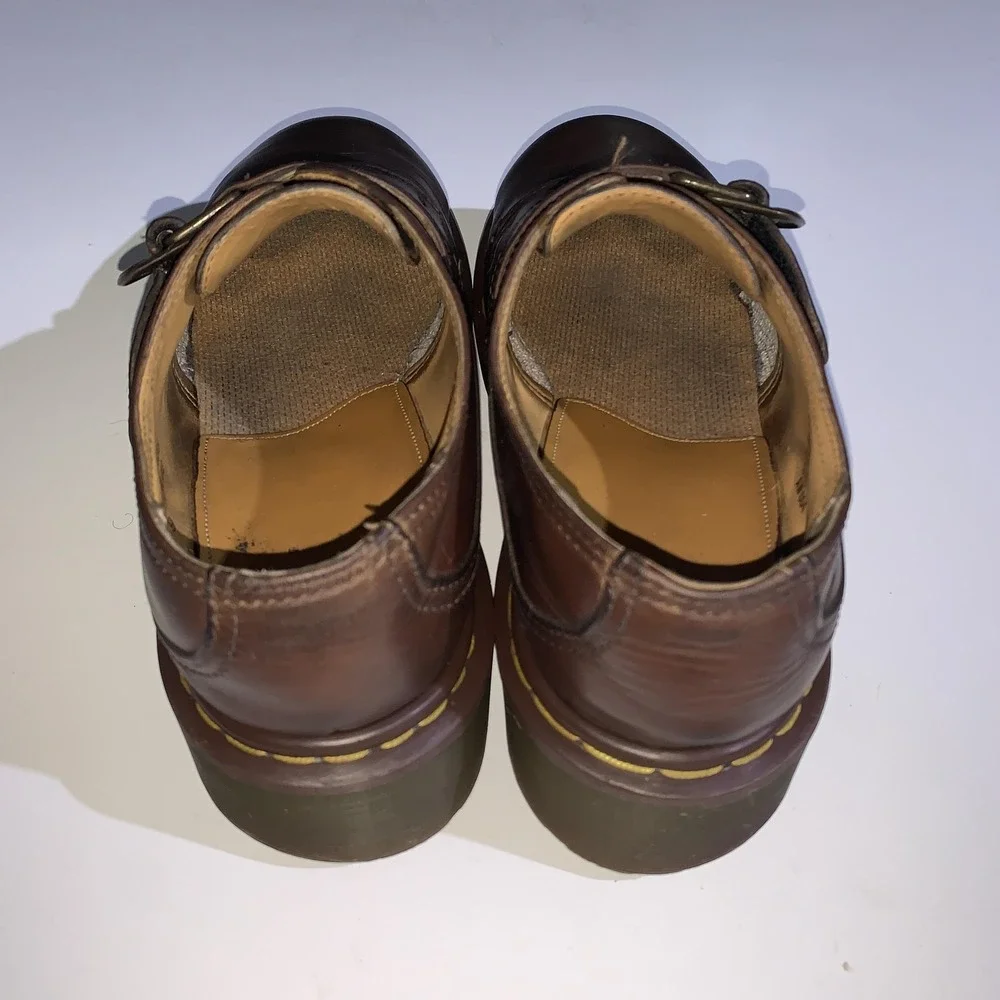 Dr. Martens Shoes Mens UK 10 Brown Leather Buckle Slip On Loafers England 8314